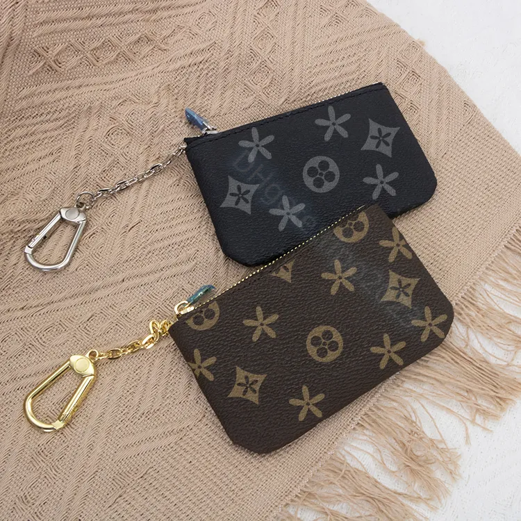 Pochette porte-clés m62650 porte-monnaie pour femme porte-cartes porte-clés porte-cartes porte-clés fleur noire porte-clés en cuir véritable designer de luxe petits portefeuilles zippés porte-monnaie porte-cartes rétro