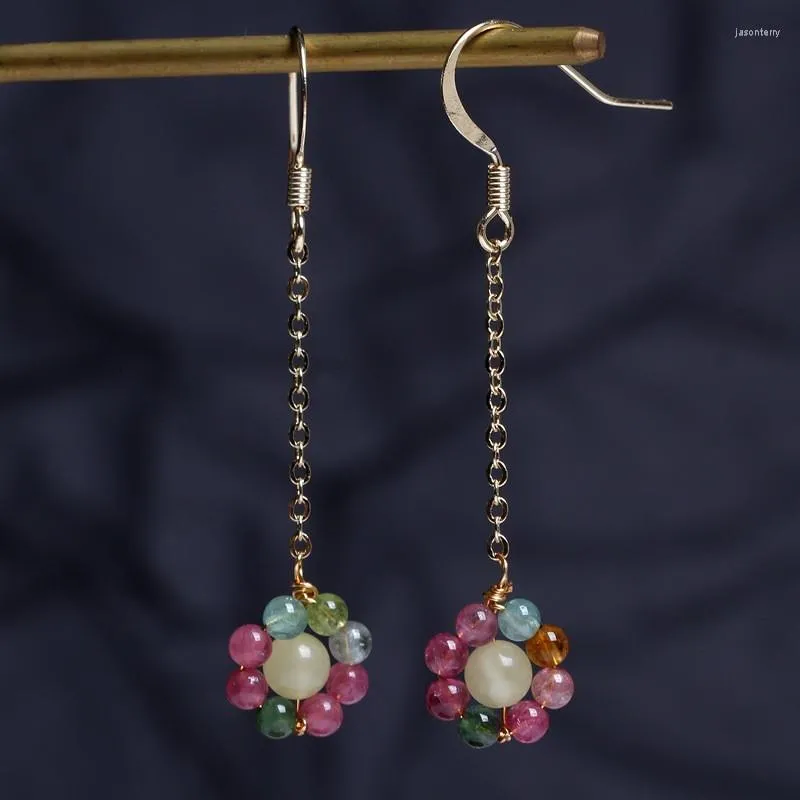 Dangle Earrings天然石ガーネットドロップグレープ型耳フックイヤリングヴィンガージュエリー女性女子ウェディングパーティーギフト