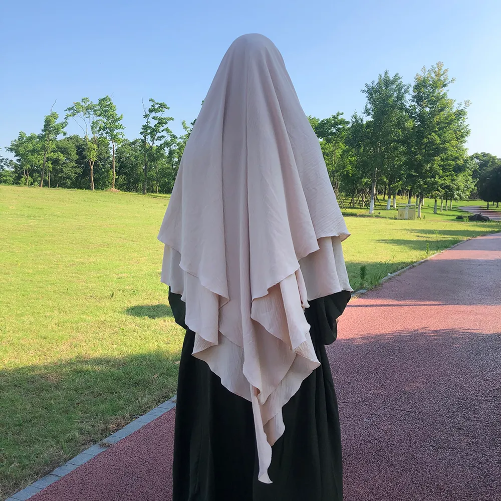 Abbigliamento etnico khimar a due strati jazz crepe a doppio strato di alta qualità preghiera modesta musulmana long hijab all'ingrosso islamico 230317