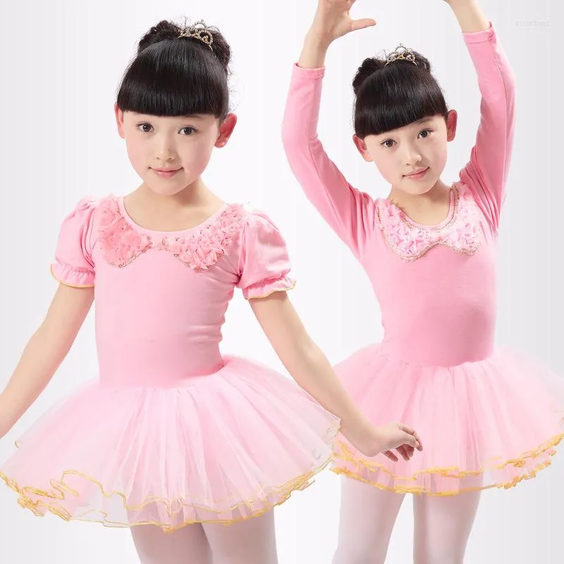 Vêtements de scène enfants rose coton Ballet Tutu danse justaucorps robe gymnastique filles robes enfants fête de mariage Ballet-vêtements