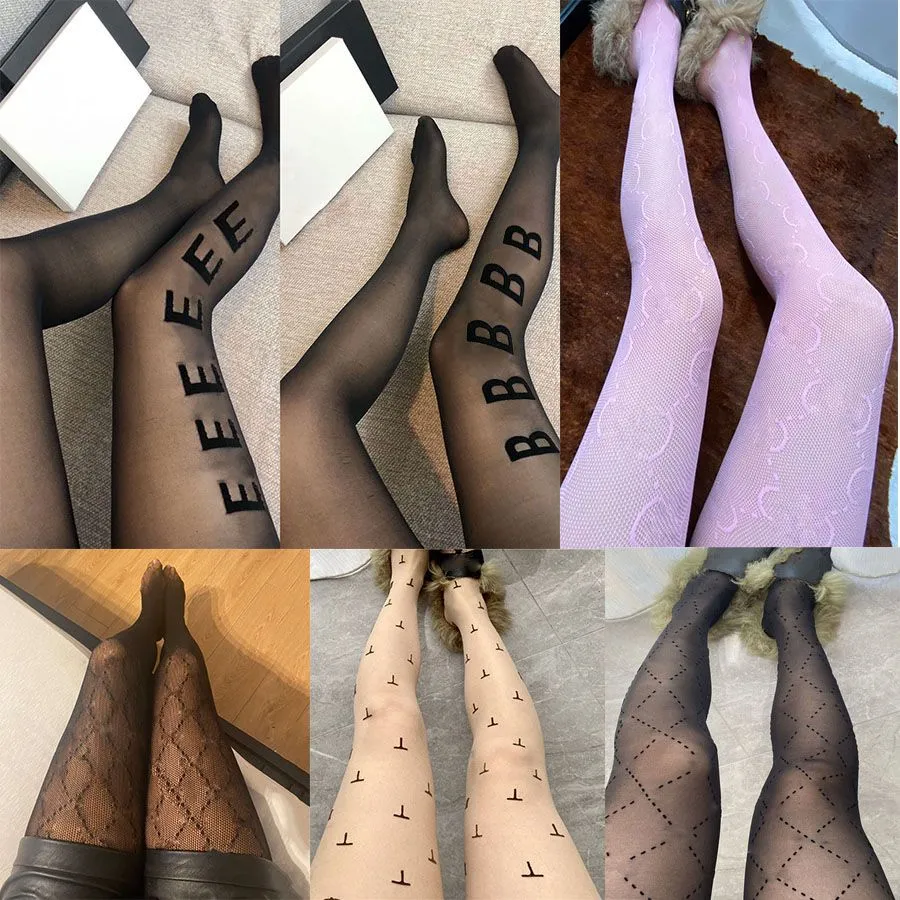 2023 NIEUWE FASHEIDS Designer Panty kousen kousen dames leggings luxe sokken volledige letters stretch netto kous dames sexy zwarte panty voor bruiloftsfeestje