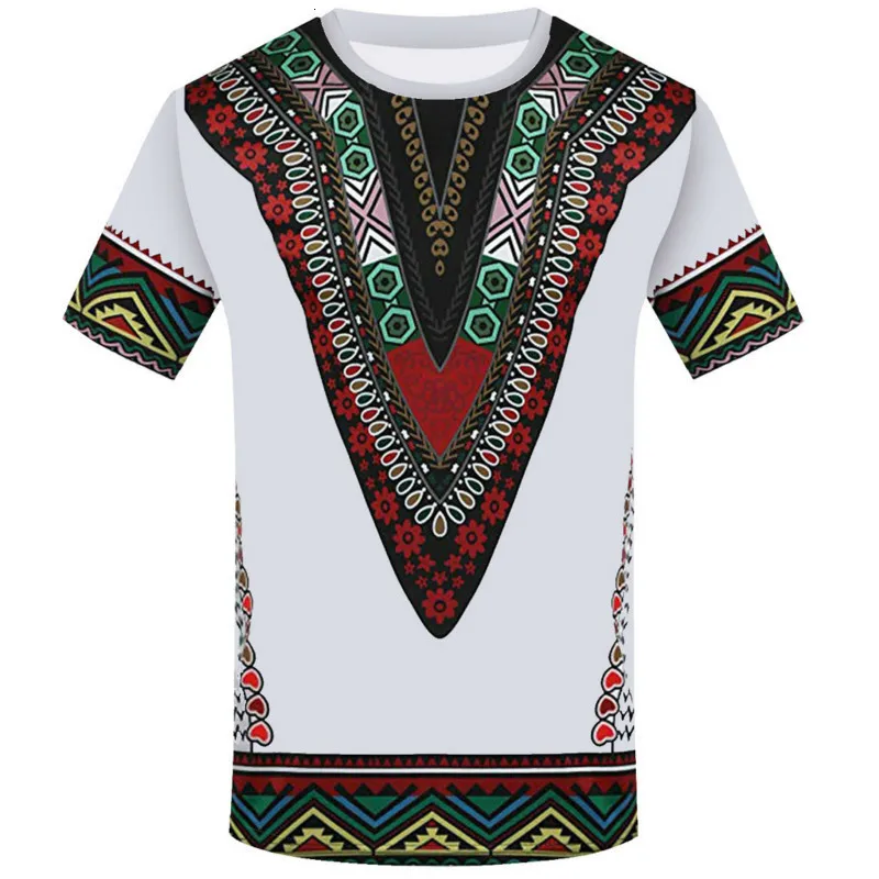 T-shirts pour hommes Chemise à col rond Impression 3D Vêtements africains ethniques T-shirt d'été 230317