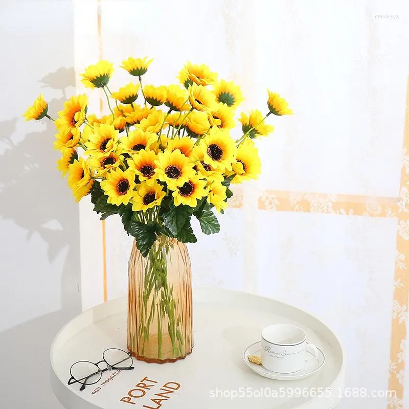 Fleurs décoratives simulation fleur de tournesol chrysanthemum adapté aux fournitures de mariage en intérieur décoration de chambre à coucher de bureau