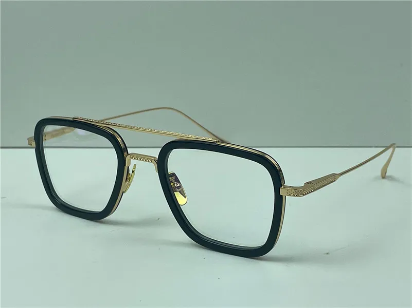 Ny modedesign Man Square Optical Glasses 006 utsökta metallramar vintage Populär stil avancerad transparent linsglasögon