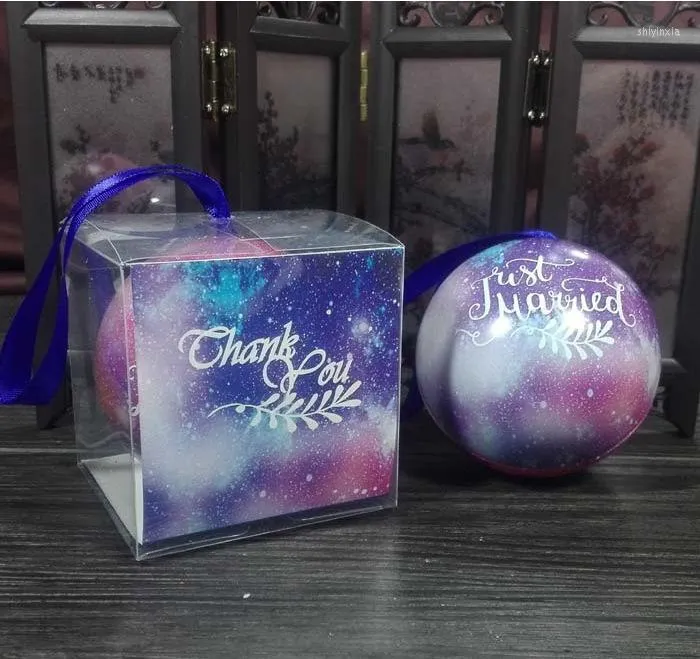 Gift Wrap 2023 Marble Printing Wedding Candy Boxes Round Metal Cases With Ribbons Event Party Supplies Favors And Gifts Box