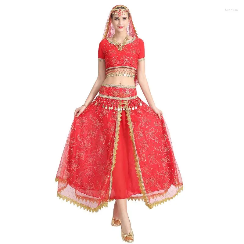 Stage Wear Halloween Christmas Dance Women Belly Clothing Set Costumes Dress Bollywood (capacete de saia do cinto superior)