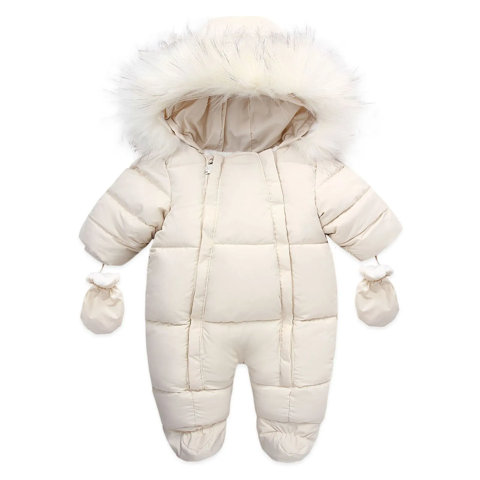 Rompers de inverno macacão bebê macacão grosso e quente com capuz dentro de roupas de lã de roupas nascidas meninos de menina macacão de roupas de vestuário de calças de neve 230317