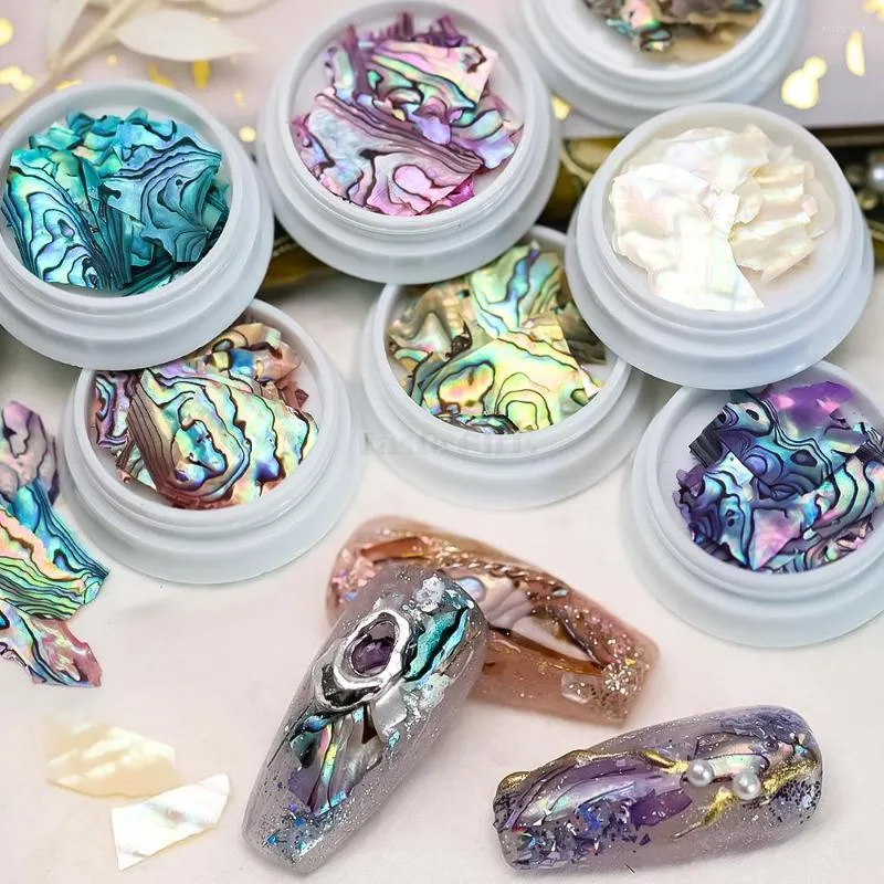 Nail Art Decorations 2Jar High Quality Colorful Irregular Natural Sea Shell Texture Thin Abalone Slice Pallitte Sequins Manicure Decals Tip