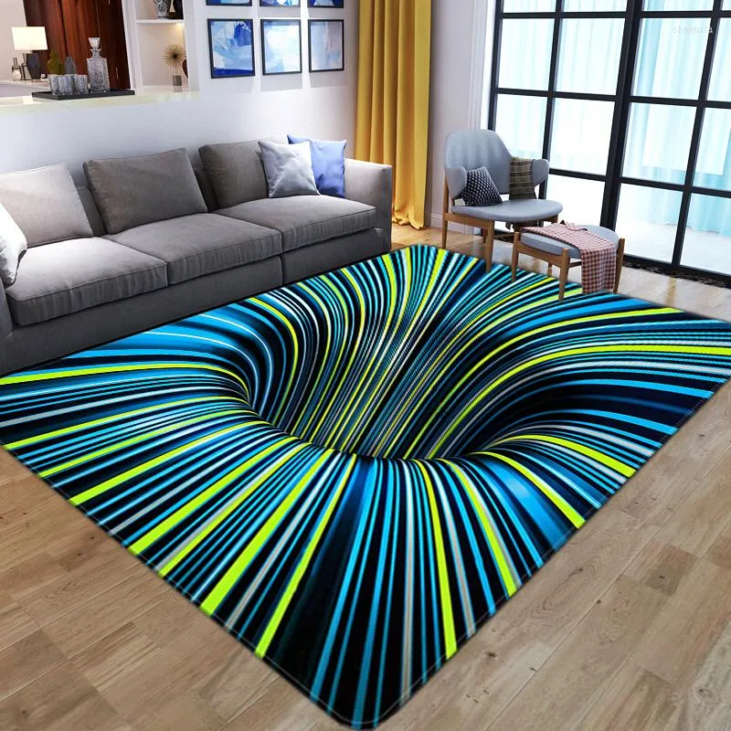 Alfombra geométrica azul crema para sala de estar, alfombra grande