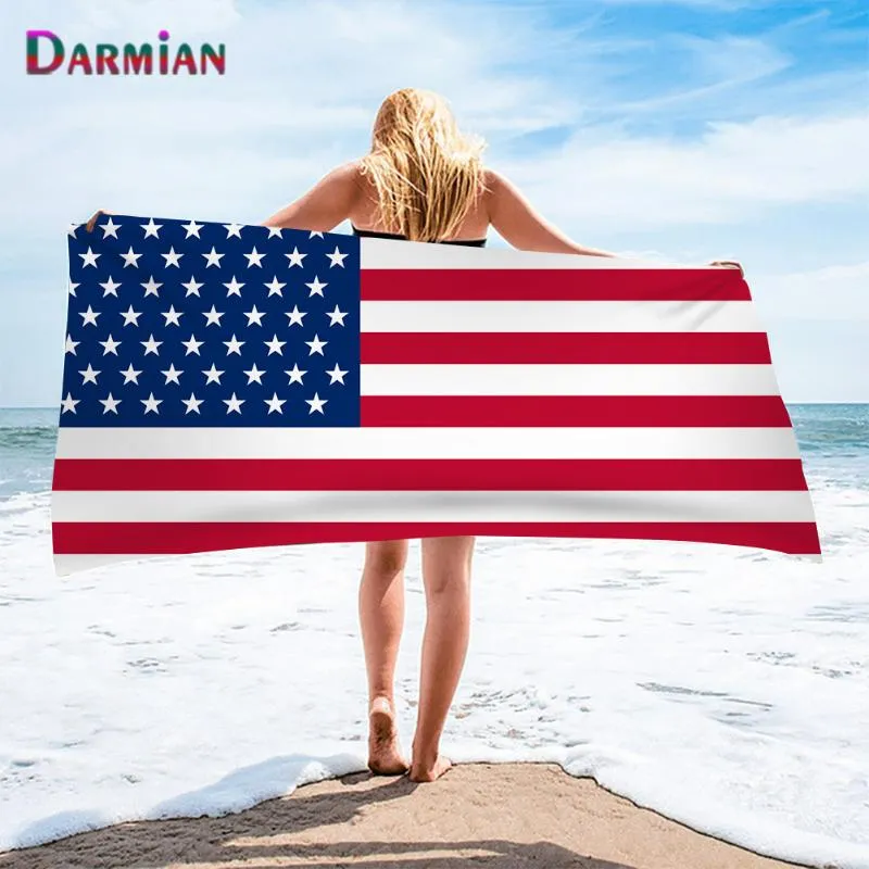 Towel DARMIAN American Flag Printed Soft Bath Travel Swimming Beach Home Face Hair Quick Dry Towels For Kids Adults Toalla