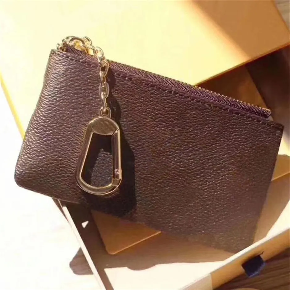 고품질 럭셔리 디자인 휴대용 키 P0UCH 지갑 클래식 남자 여자 동전 지갑 체인 가방, 먼지 가방 및 Box2502