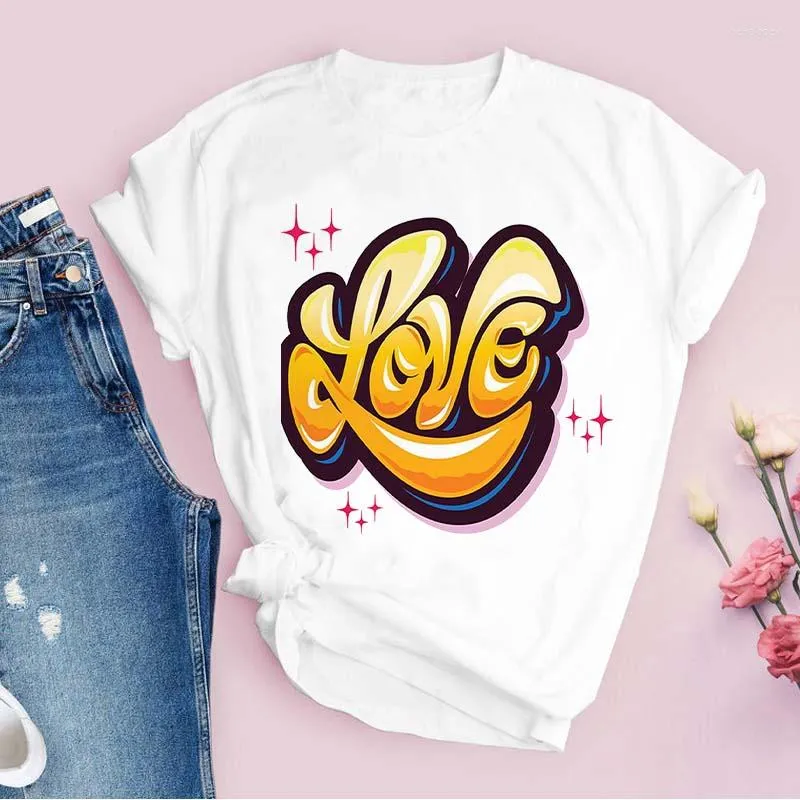 Vrouwen T Shirts Liefde Grafische Grappige Shirt Vrouwen Harajuku Leuke Mode Zomer Kawaii T-shirt Meisjes Cartoon Kleding Dames T-shirt tops 2023