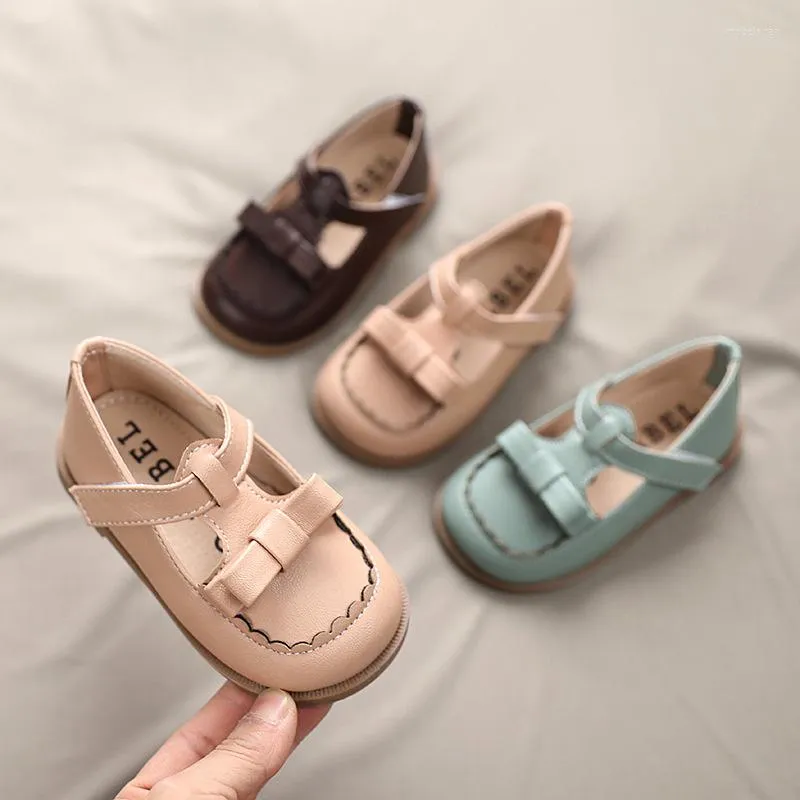 Flat Shoes Girls Kids Baby Leather Sneakers Fashion Spring Children Bowknot Casual School Soft Non-slip Princess