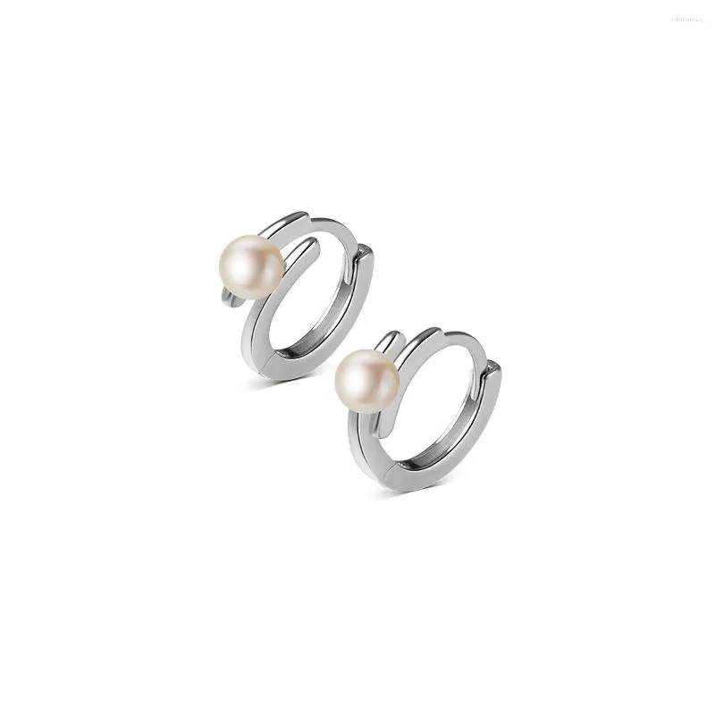 Hoop oorbellen echt 925 Sterling Silver Simple Glossy Pearl Small For Women Girls Minimalistische sieradengeschenken