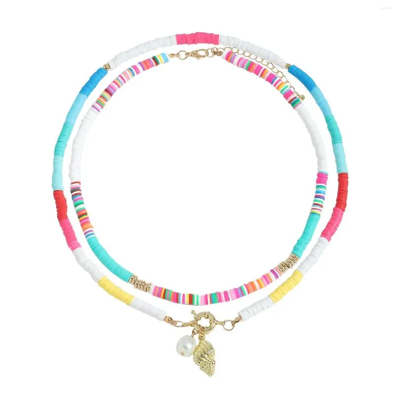 Halsband Dame Boho Mode Silikon Perlen Halskette Für Frauen Trendy Bunte Shell Anhänger Sommer Meer Zubehör Schmuck