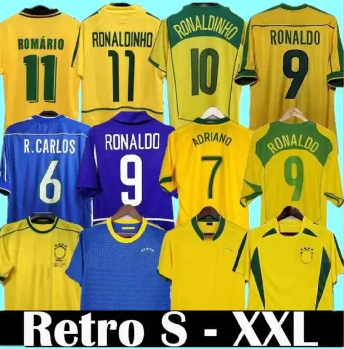 Brasils Retro piłka nożna 1970 1978 1998 2002 2004 ROMARIO RONALDINHO CAMISA DE FUTEBOL 1994 Brazils 2006 1982 Rivaldo Adriano Joelinton Football Shirts