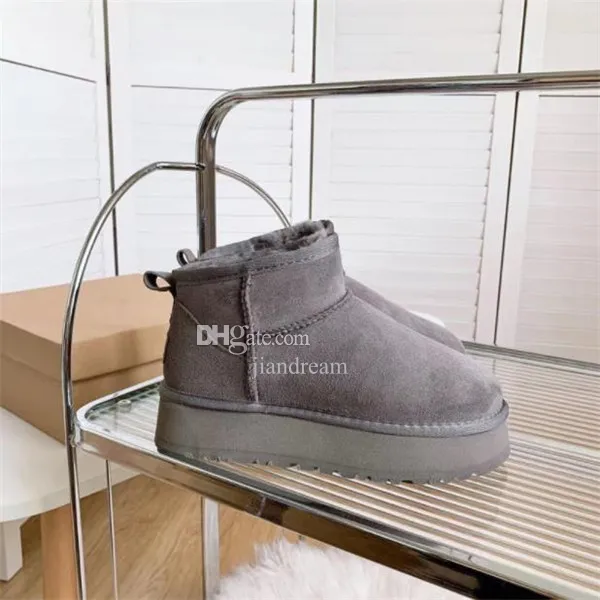 2023 Winter Ultra Mini Platform Designer Designer Angle Snow Fur Boot Brown Australia Теплые пинетки для женщины настоящая кожа Eu35-44 имеют коробку