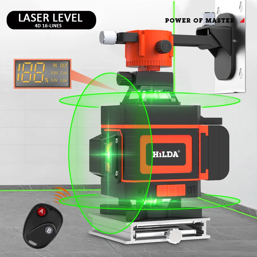 Nível Laser 3D/4D Auto-Nivelamento 360 Horizontal e Vertical Cruz Super Poderoso Nível Laser Verde