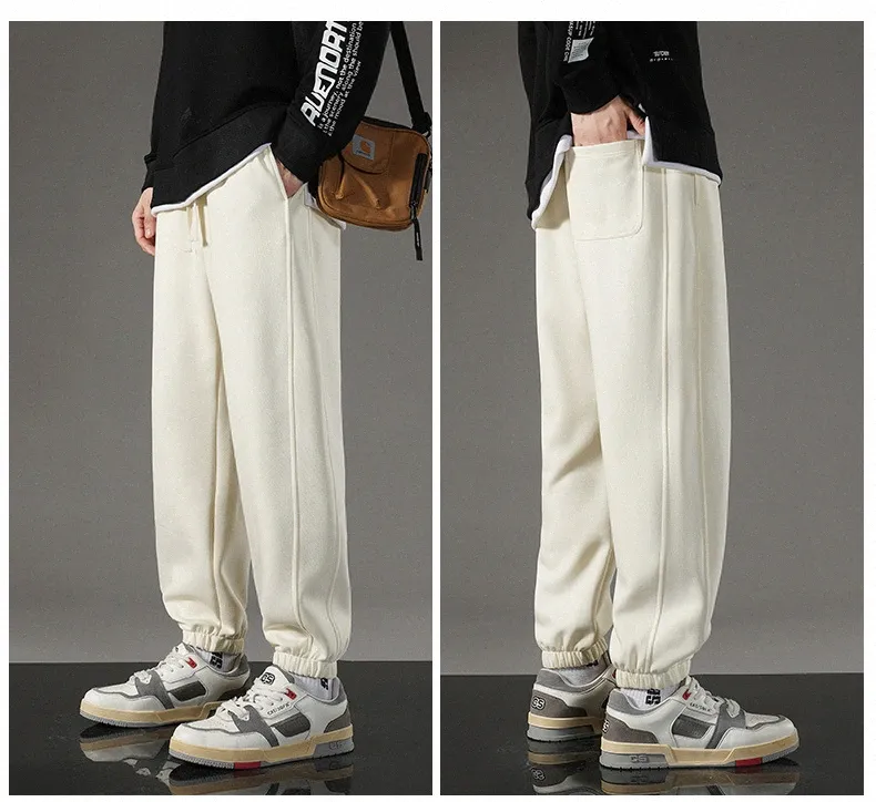 Pantaloni da uomo estivi 2023 Pantaloni sportivi casual larghi Miscela di cotone Coulisse Dritto Sport Casual Taglia asiatica M-5XL 71uN #