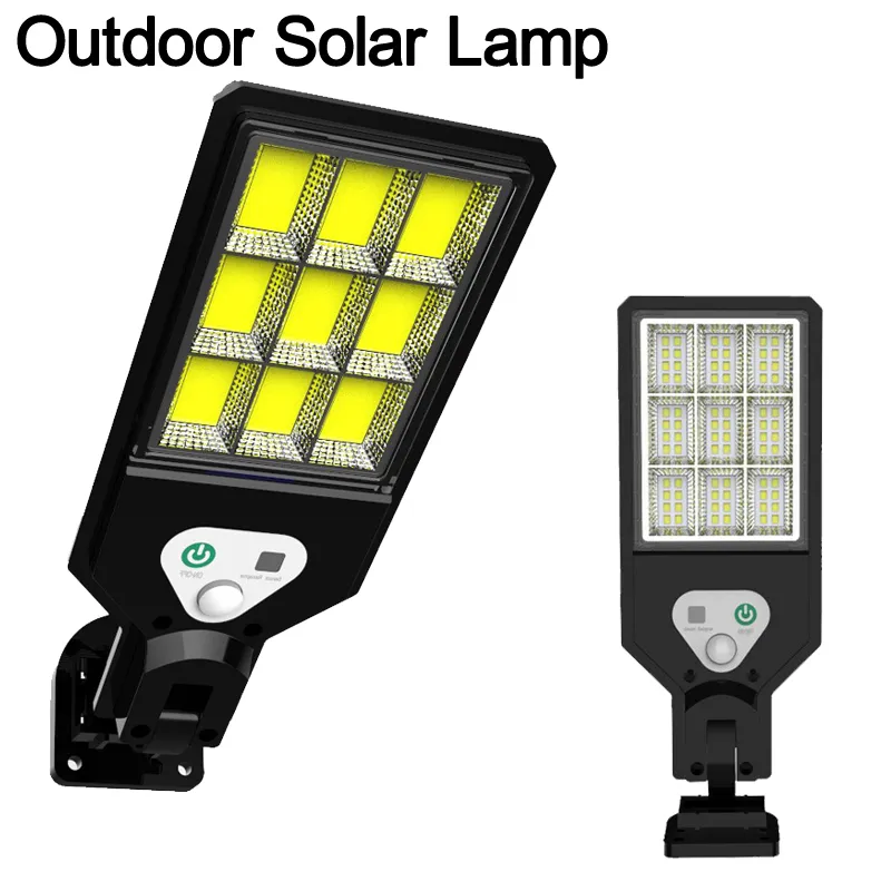 LED Solar Motion Sensor Flood Light Cob Security Wall Street Lamp Yard utomhus usastar