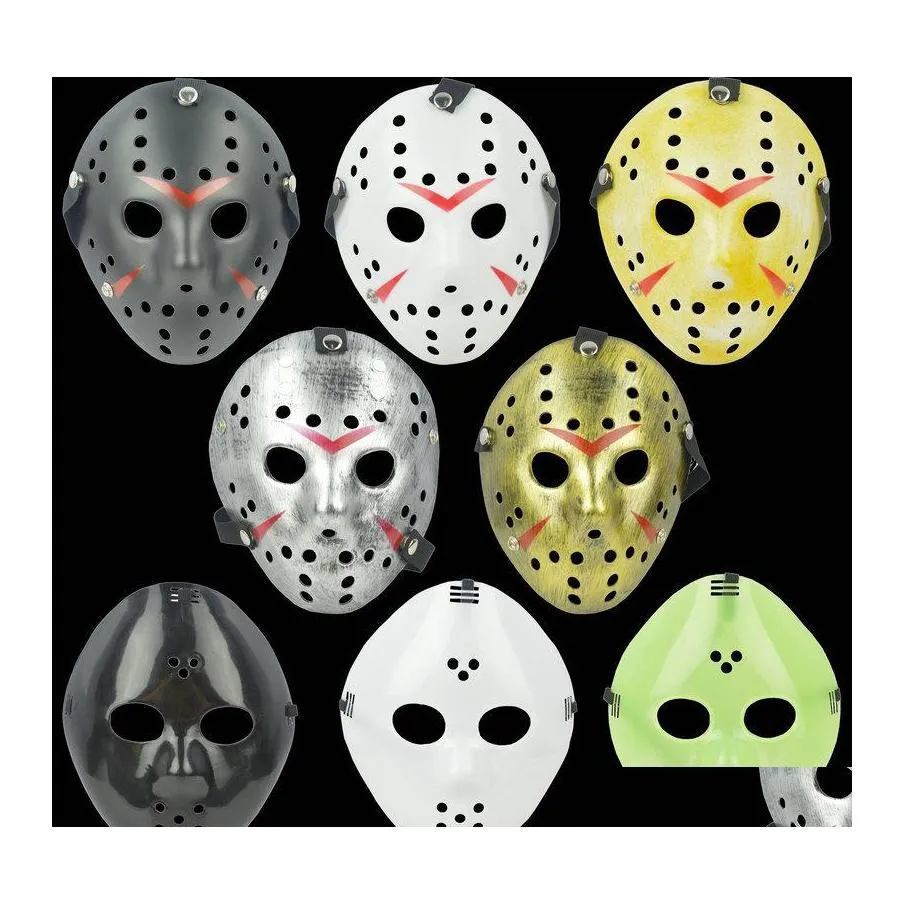Parti Maskeleri Jason vs Black Friday Korku Katil Cosplay Cosplay Kostüm Masquerade Hokey Beyzbol Koruma Damlası Desen Eve Bahçesi Dh0cy