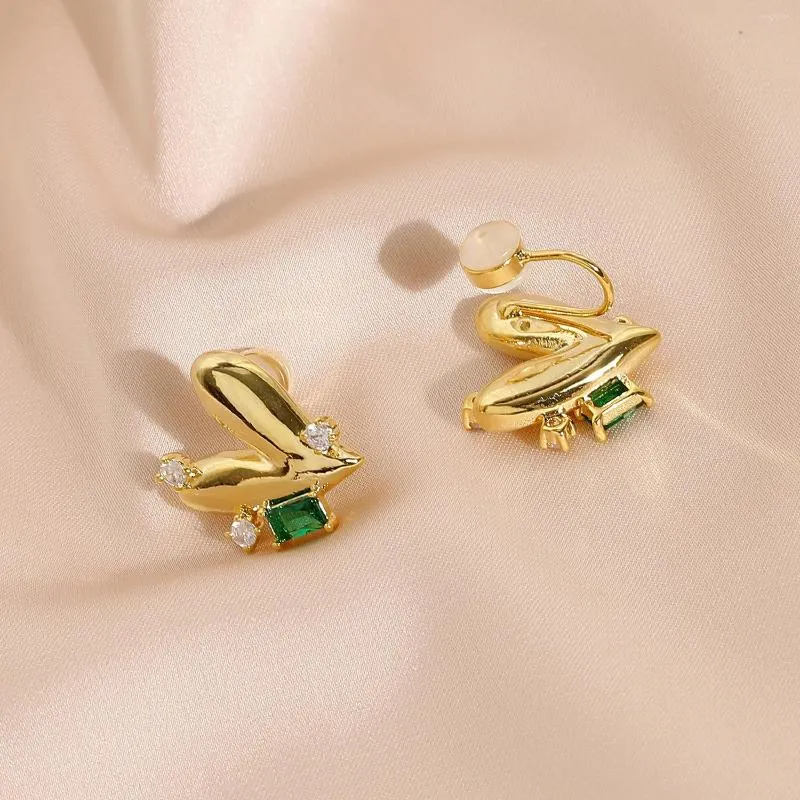 Backs Earrings South Korea Minimalist No Piercings Clip Earring Fashion Eco Brass Heart W/Zircon16k Gold Filled Jewelry For Women HYACINTH