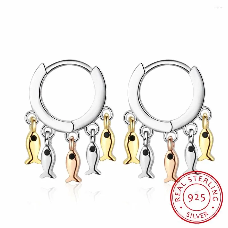 Orecchini a cerchio all'ingrosso Ins carino nappa di pesce per le donne ragazza regalo argento sterling 925 2023 trendy S-E897