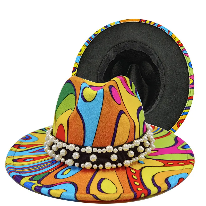 Wide Brim Hats Bucket Hats bulk price fedora hat for women Tie dyed hat 3d painted felt hat party hat model po wide brim panama cap unisex cap 230317