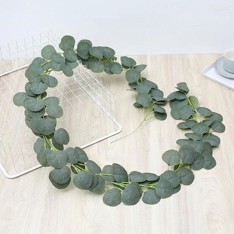 Decorative Flowers Simulation Plant Encrypted Eucalyptus Leaf Rattan Wedding Vine Ceiling Gold