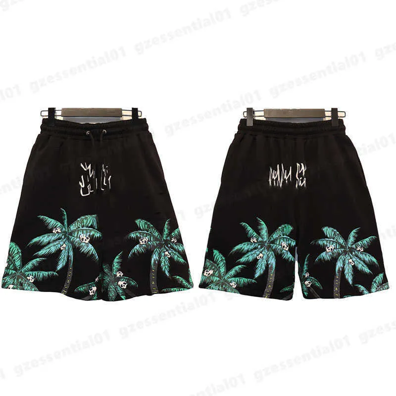 Hommes Shorts Designer Vêtements d'été Island Style Street Tide Trou cassé Crâne Palmier Imprimer Pantalon de survêtement en vrac Cordon de serrage Pantalon en cinq parties