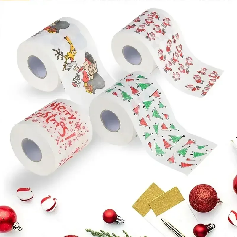 Merry Christmas Toilet Paper Creative Printing Pattern Series Roll Of Papers Fashion Funny Novelty Gift Eco Friendly Portable Wholesale