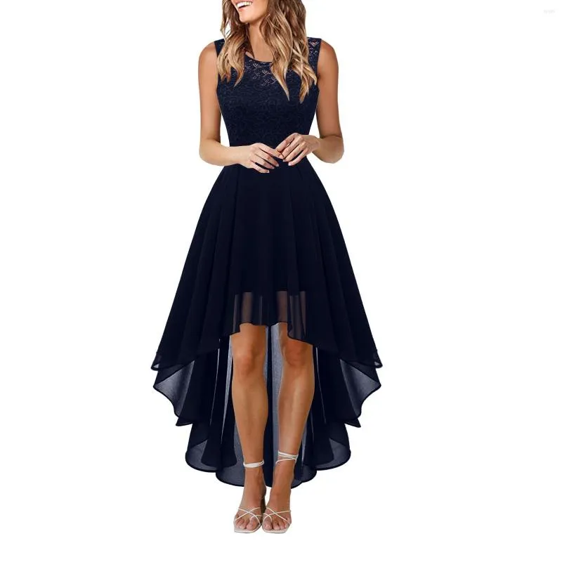 navy blue dress for baby girl High Quality Dress A-Line Short Sleeve Summer Floral Dress with Lace Beige  Solid V-neck Dresses Women Maxi for Party or Daily| Alibaba.com main image 0