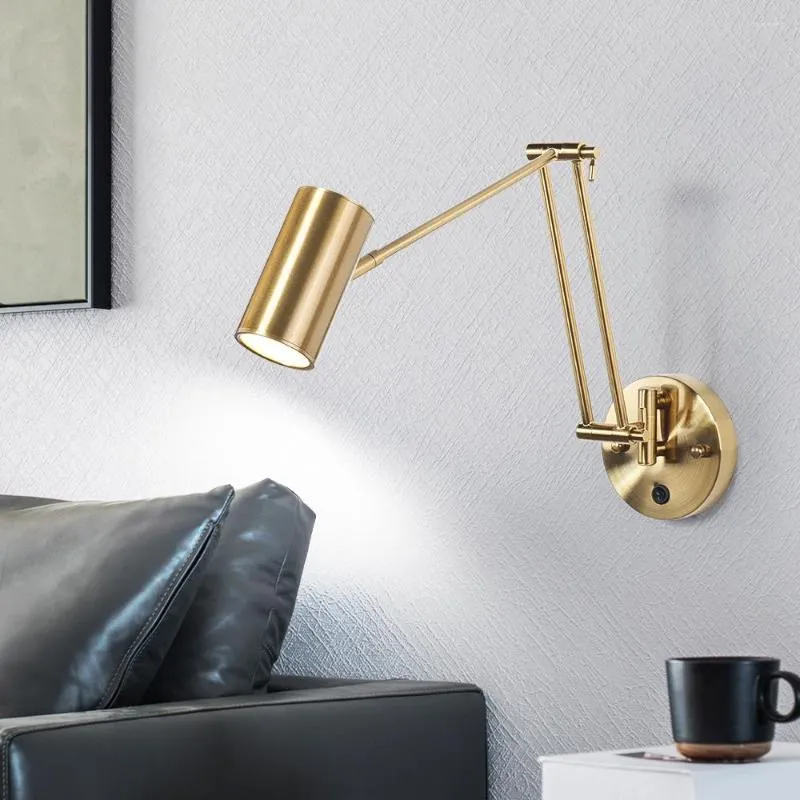벽 램프 현대 조절 가능한 스윙 스윙 긴 팔 북쪽 침대 옆 독서 조명 확장 가능한 LED 스콘 실내 조명 비품