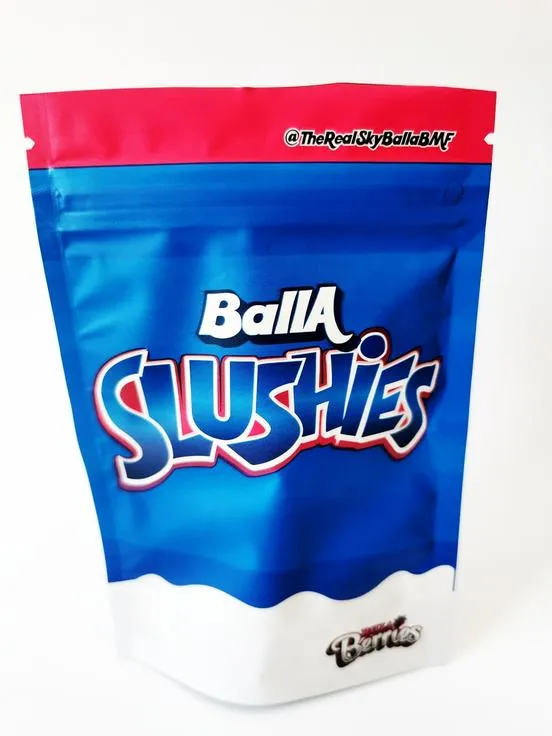 Förpackningsväskor balla slushies fyrkant Stand up ryggsäck boyz mylar 3.5 pastisk zip lås förpackning mjuk beröring material vit bubblegum ge oto09