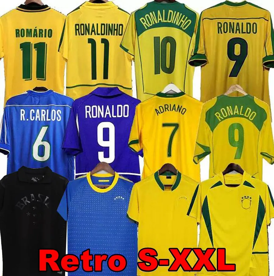 1998 camisas de futebol do Brasil 2002 camisas retrô Carlos Romário Ronaldinho 2004 camisa de futebol 1994 Brasil 2006 1982 RIVALDO ADRIANO JOELINTON 1988 2000 1957 2010