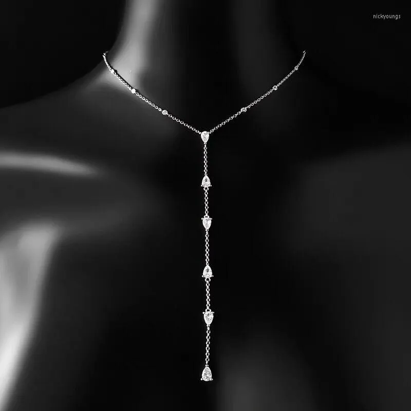 Anhänger Halskette Mode österrische Kristall sexy lange Tessel Anhänger Halskette für Frauen elegante Diamanthalskette ZK40