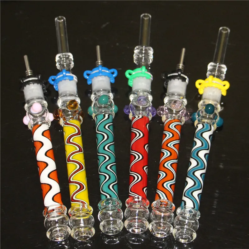 Nectar Bong Pipe With Titanium Tips Quartz Nail Glass Dab Water Bongs Concentrate Straw Hand Pipes 6 Colours Choose