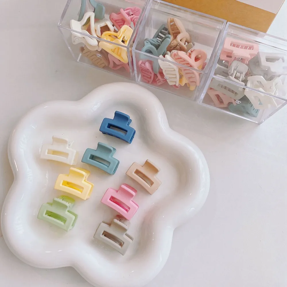 10pcs/Set Plastikowe włosy pazur sprężynowy kolorowy wstążka klipsy kobiety dziewczyny mini geometryczne klipy do włosów barrettes Hair Akcesoria Prezenty 1964