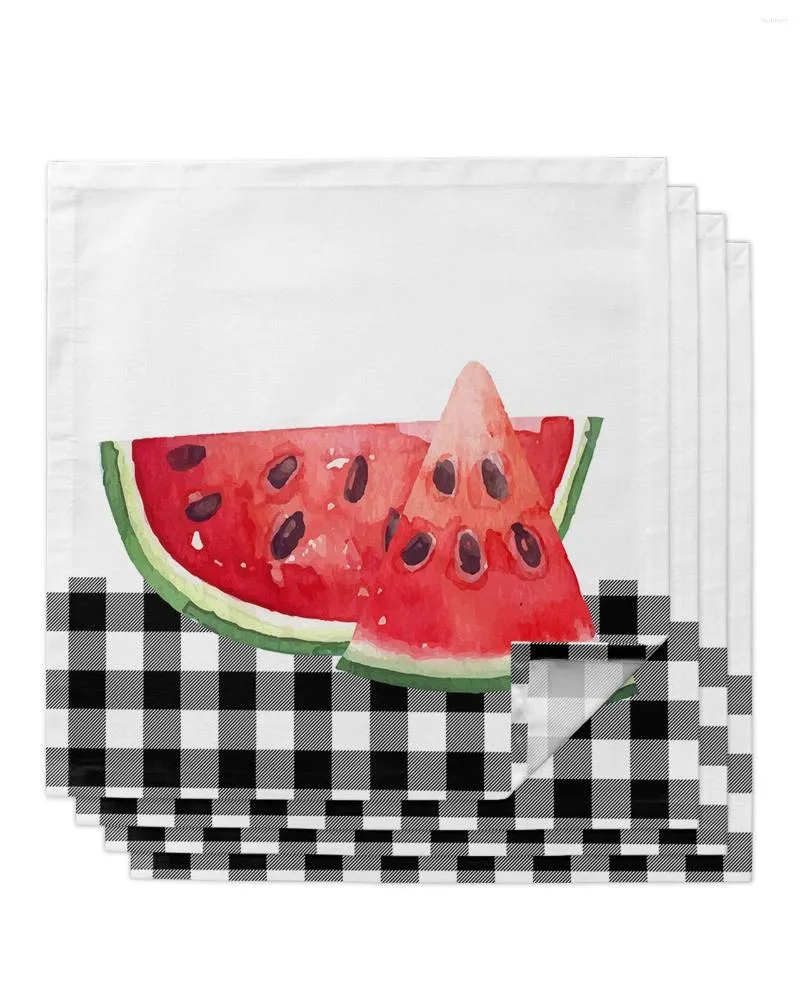 Tabellservettfruktvattenmelon svart vit rutig 4/6/8 st kök 50x50 cm servetter som serverar rätter hem textilprodukter