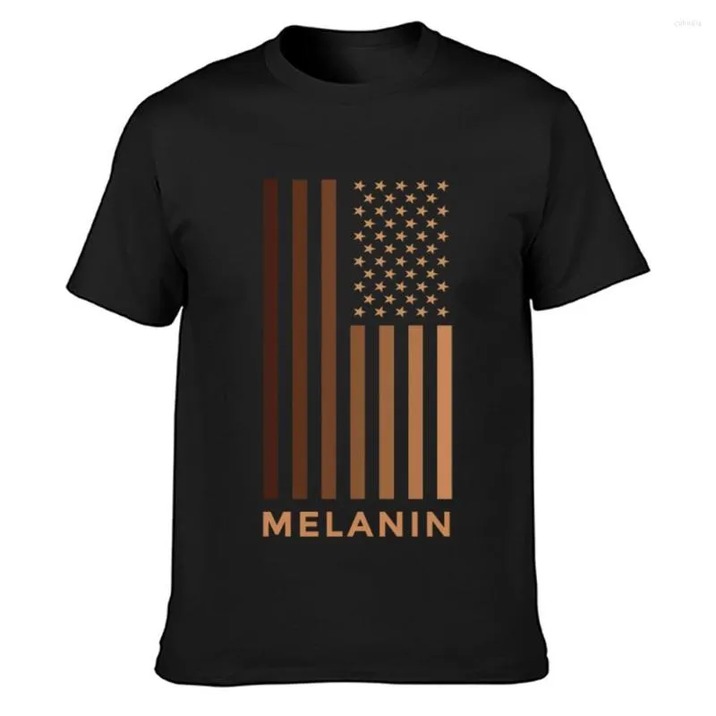 القمصان thirts Men Melanin USA Flag قميص شهير على طراز الصيف على حجم S-5XL الأزياء الأساسية الطباعة الصلبة فريدة من نوعها
