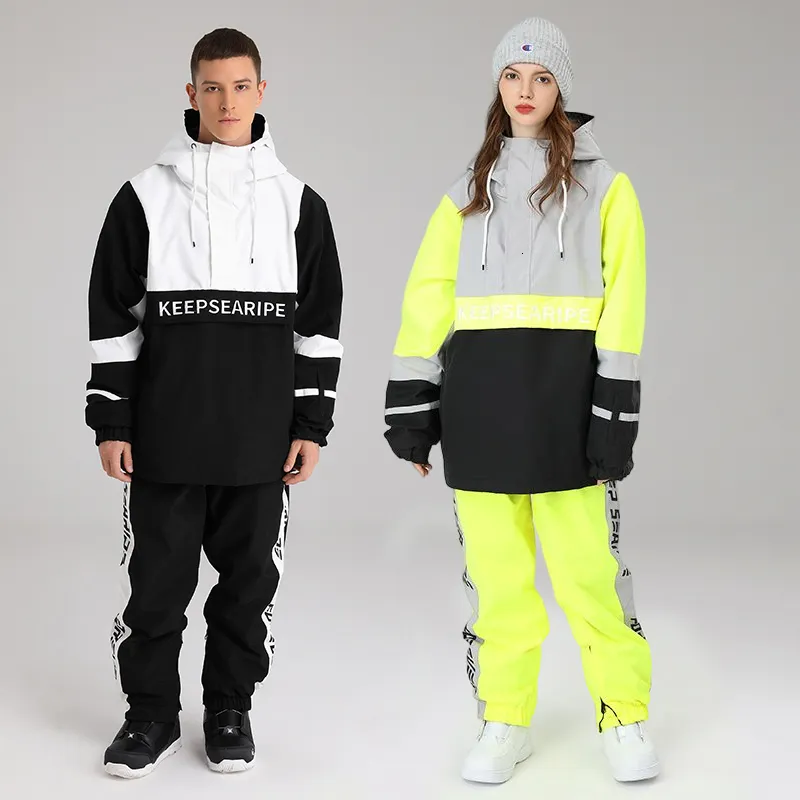 Combinaisons de ski OVERSIZE Loose Hiphop Version Single Board Double Women's Mens Waterproof Snow 230316