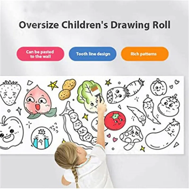 Childrens Drawing Roll Paper For Kids, Sticky Coloring Painting Wall Paper