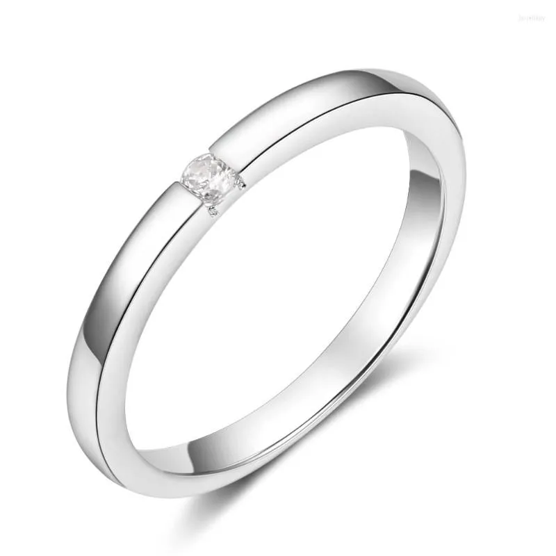 Anneaux De Mariage Petite Pierre Simple Pour Les Femmes Minimaliste Mince Doigt Style Coréen Empilable Bande De Mode Bijoux Cadeaux