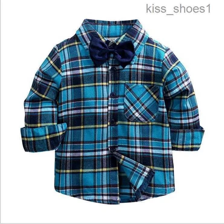 Kleinkind Jungen Plaid Shirts Kind Jungen Mädchen Langarm Knöpfe Tasche Tops Hemd Drehen Unten Kragen Bluse Casual