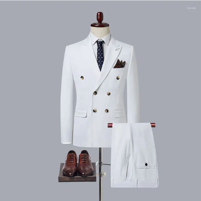 Herrdräkter varumärke Autumn och Winter Fashion Men's Business Leisure Office Slim Suit 3 uppsättningar (jacka västbyxor) Men bröllopsklänning