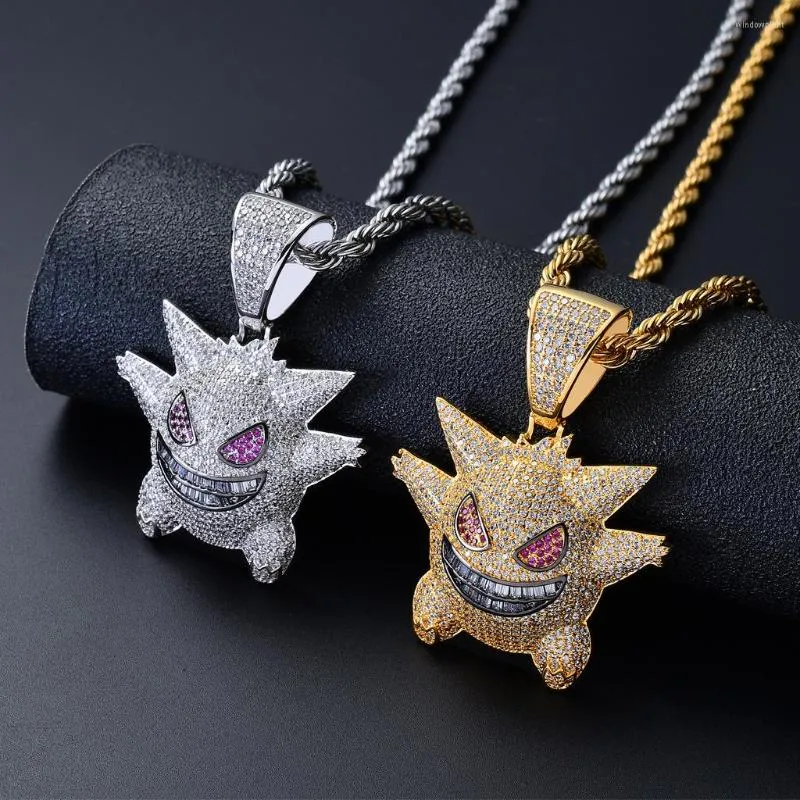 Pendant Necklaces Personality Creative Zircon Laughing Little Devil Necklace For Men Funny Magic Cartoon Elf Hip Hop Chain Birthday Gift