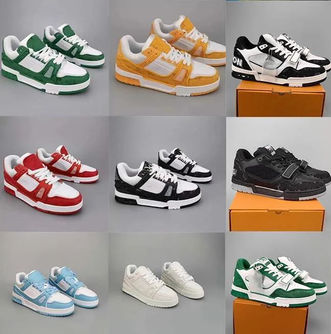 Nouvelles chaussures de créateurs Logo Embossed Trainer Sneaker blanc noir bleu ciel vert denim rose rouge luxes hommes baskets décontractées plate-forme basse baskets pour femmes EUR 36-45