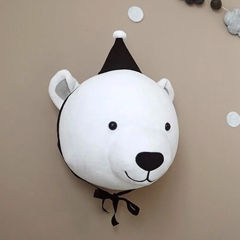 Wanddecor Animal Head Bear Deer Olifanten Wandhangende Mount Gevulde pluche speelgoedprinses Doll voor meisje Baby Kid Gift Kwekerij Kamer Wall Decor 230317