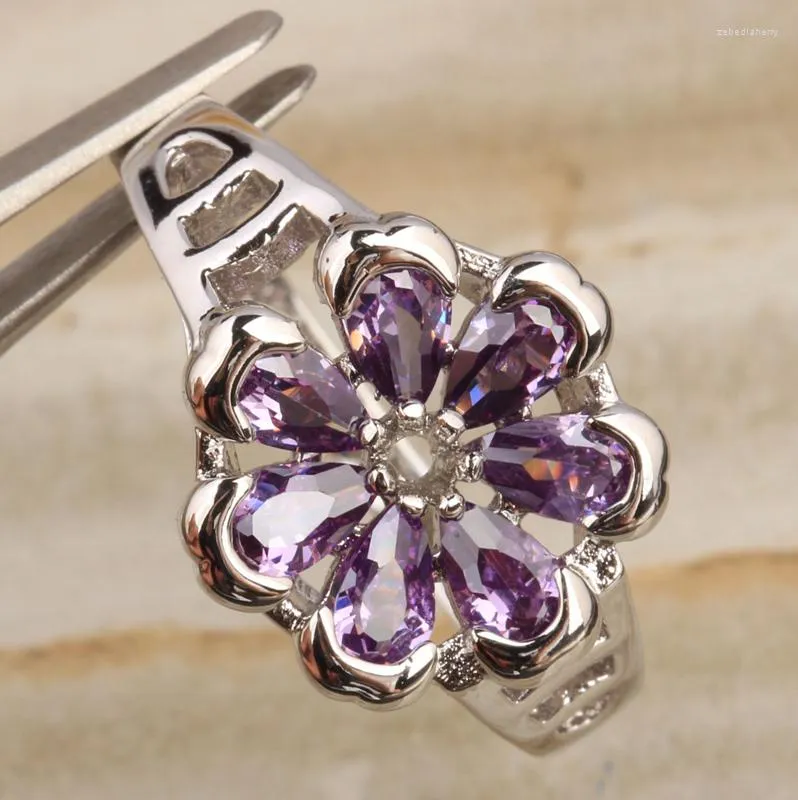 Anelli di nozze uniche Purple Zircon Silver Ploted Argent Jewelry Ring Us# Size 6/7 8 9 S1340