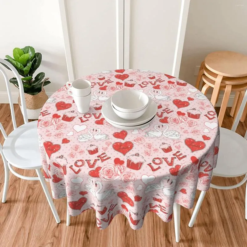 Nappe Saint Valentin Nappe Ronde Amour Coeur Saint Valentin Rose Rouge Vêtements Décoration Imperméable